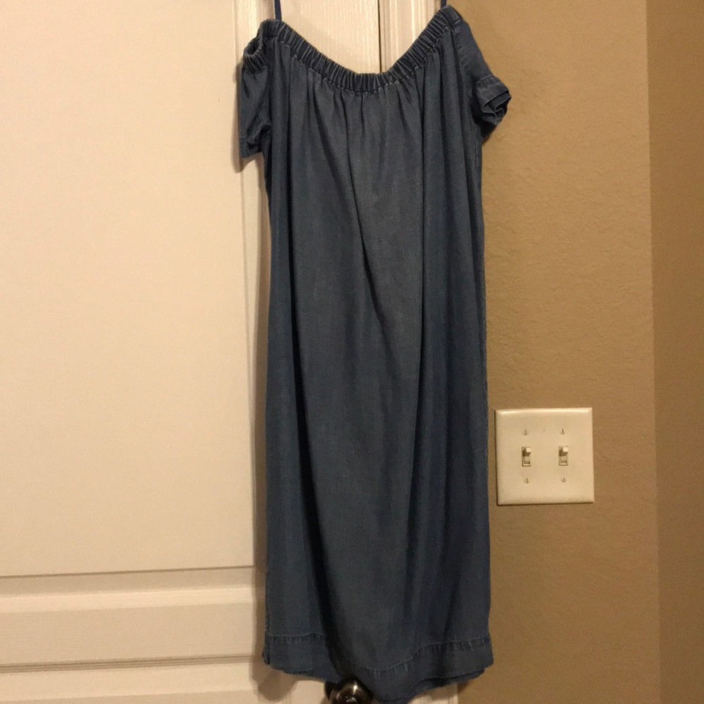 Denim off the shoulder dress